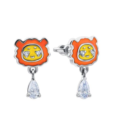 Серебряные серьги Левушка с эмалью и фианитами с родированием 1490₽