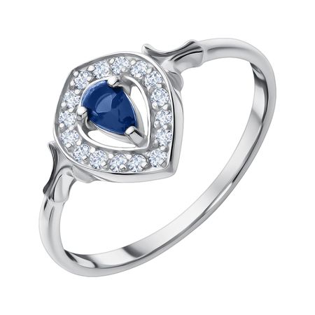 Серебряное кольцо с ювелирным кристаллом и фианитами с родированием 1700₽