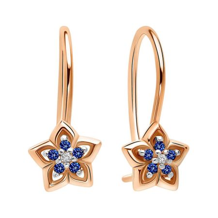 Золотые серьги со шпинелью нано и фианитами 13680₽