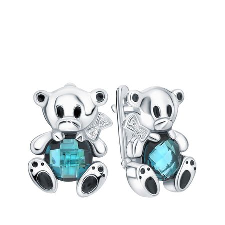 Серебряные серьги с алпанитами и эмалью с фианитами и родированием 3290₽