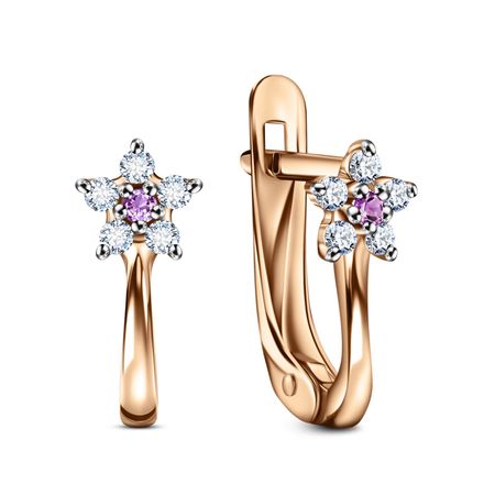 Золотые детские серьги Цветок с фианитами 17990₽