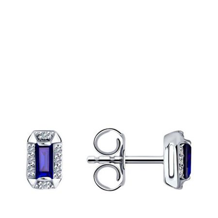 Золотые серьги с сапфирами и бриллиантами с родированием 62990₽