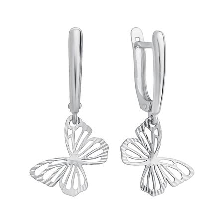 Серебряные серьги Бабочка с родированием 1590₽