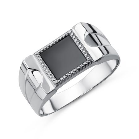 Серебряная печатка с ониксом и родированием 2490₽