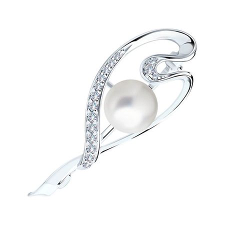 Брошь SOKOLOV из серебра с жемчугом и фианитами 2790₽