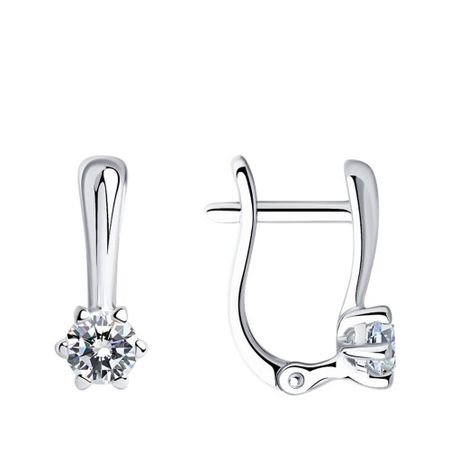 Серебряные серьги с фианитами и родированием 1490₽