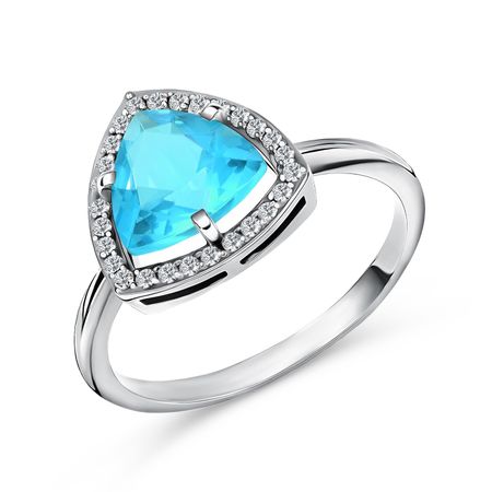Серебряное кольцо с ювелирным стеклом и фианитами 990₽