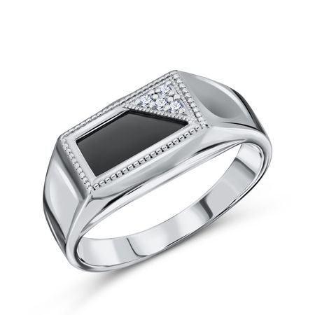 Серебряная печатка с фианитами и родированием 2990₽