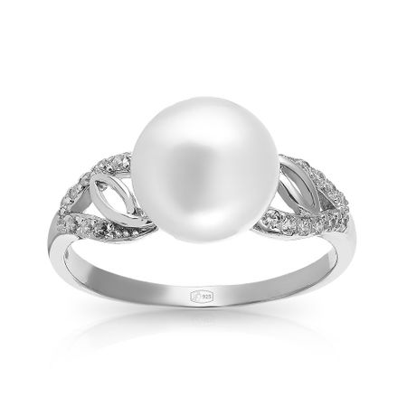 Кольцо из серебра с жемчугом и фианитами 1720₽