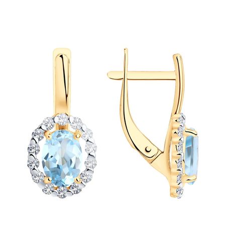 Золотые серьги с топазами и фианитами с родированием 65990₽