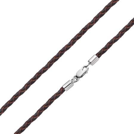 Кожаный браслет с серебряным замком с родированием 1290₽