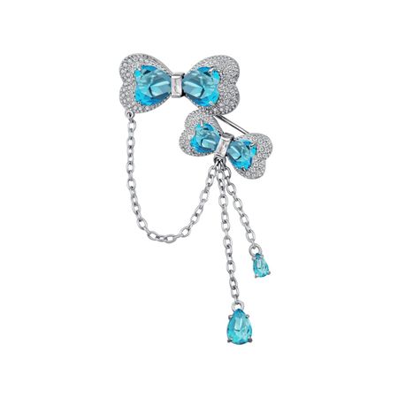 Серебряная брошь с ювелирными кристаллами и фианитами с родированием 4190₽