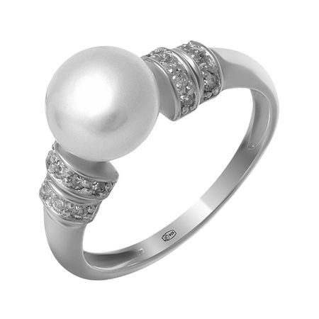 Кольцо из серебра с жемчугом и фианитами 1290₽