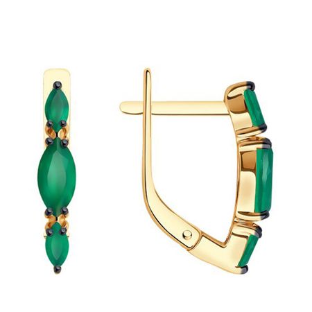 Золотые серьги с агатами и черным родированием 59990₽