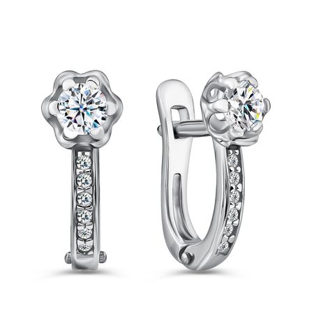 Серебряные серьги с фианитами и родированием 1390₽