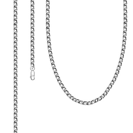 Серебряная двойная цепочка Ромб с алмазной гранью и родированием 10090₽