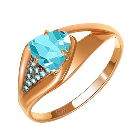 Золотое кольцо с топазом и фианитами с родированием 31990₽