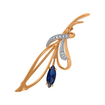 Брошь из золота с сапфиром и бриллиантами 24990₽