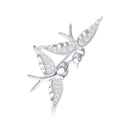 Серебряная брошь с фианитами и родированием 1490₽