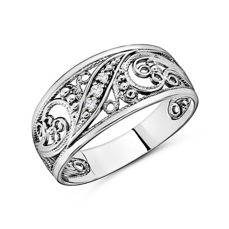 Серебряное кольцо с фианитами и родированием 1490₽