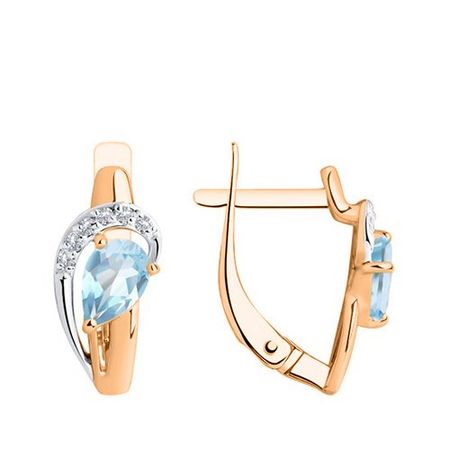 Золотые серьги с топазами и фианитами с родированием 39490₽