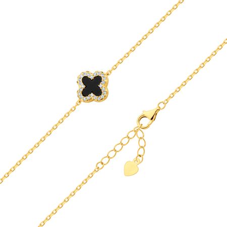 Серебряный браслет с пластиком и фианитами с позолотой 3380₽