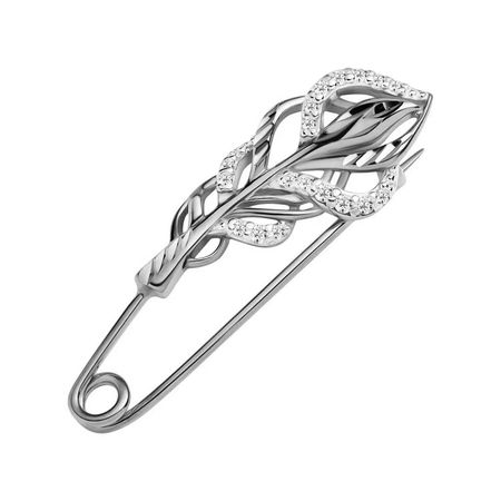 Серебряная брошь с фианитами и родированием 2300₽