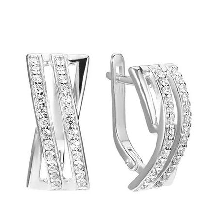 Серебряные серьги с фианитами и родированием 3490₽