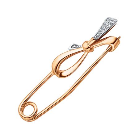 Золотая брошь с бриллиантами и родированием 11490₽