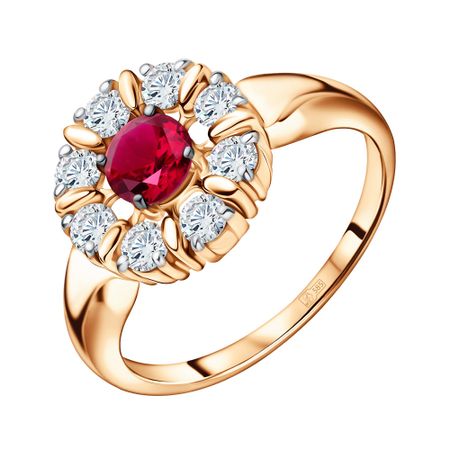 Золотое кольцо с рубином и бриллиантами 99990₽