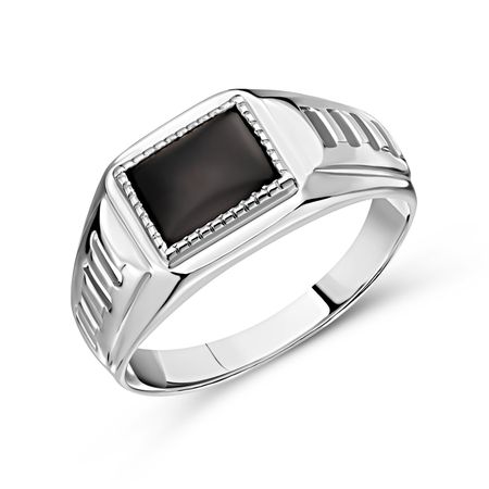 Серебряная печатка с ониксом и родированием 2990₽