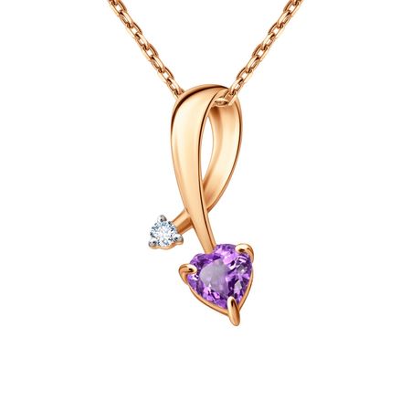Золотая подвеска с аметистом и фианитом с родированием 11990₽