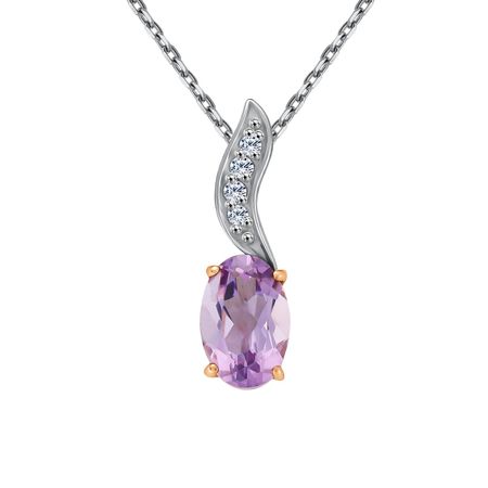Золотая подвеска с аметистом и фианитами с родированием 4790₽