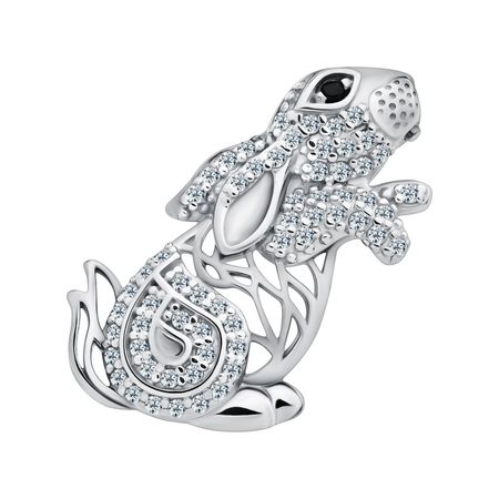 Серебряная брошь Заяц с фианитами 2000₽