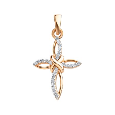 Золотая подвеска Крест с фианитами 22990₽