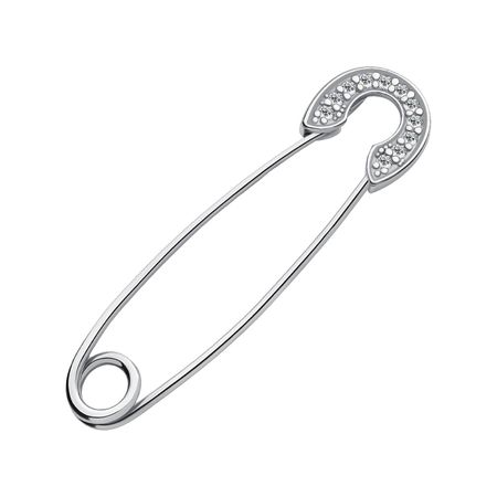 Серебряная брошь-булавка с фианитами и родированием 800₽