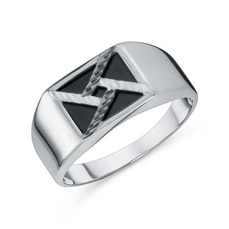 Серебряная печатка с ониксом и родированием 2490₽