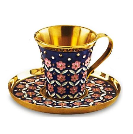 Чашка с блюдцем из серебра с эмалью 96860₽