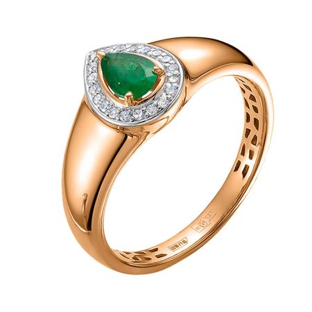 Золотое кольцо с изумрудом и бриллиантами 99990₽
