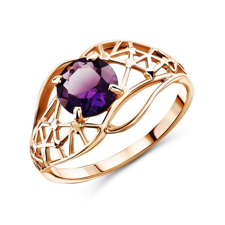 Серебряное кольцо с аметистом и позолотой 890₽