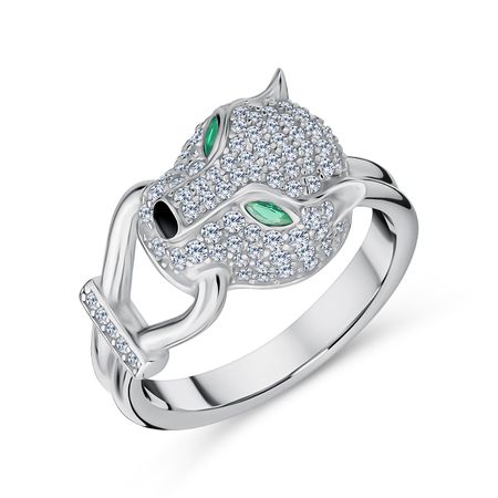 Серебряное кольцо с эмалью и фианитами с родированием 5390₽