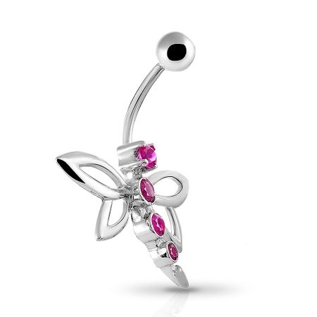 Серебряный пирсинг Стрекоза с фианитами 590₽