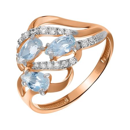 Кольцо из золота с топазами Sky и фианитами 14990₽