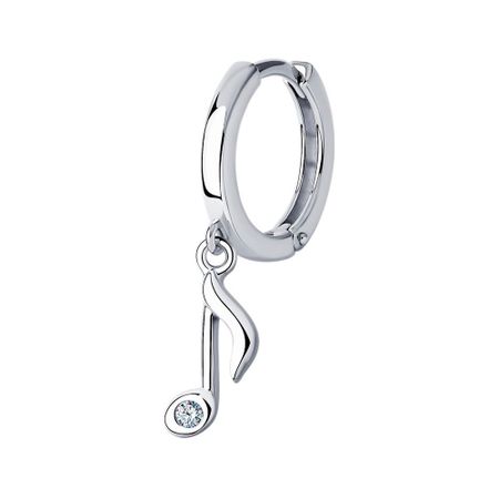 Серебряная серьга Нота с фианитом и родированием 990₽