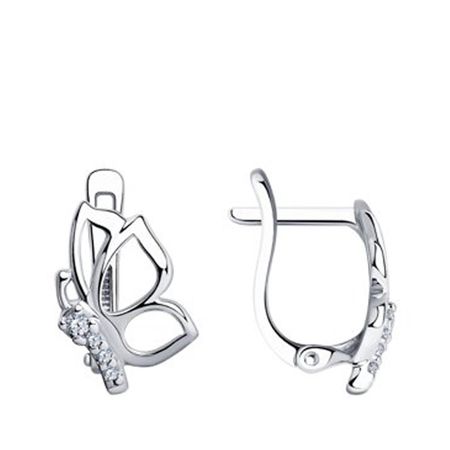 Серебряные серьги с фианитами и родированием 1790₽