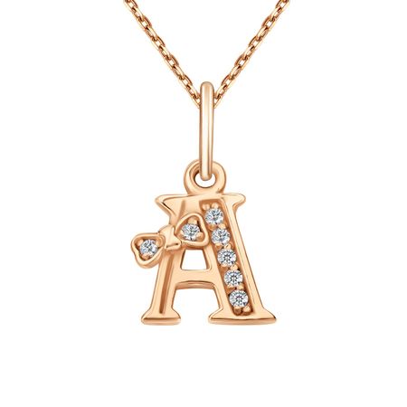 Серебряная подвеска буква А с фианитами и позолотой 690₽