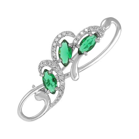 Серебряная брошь с изумрудами и фианитами 2990₽