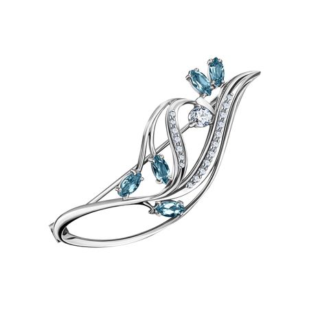 Серебряная брошь с топазом и фианитами 3990₽
