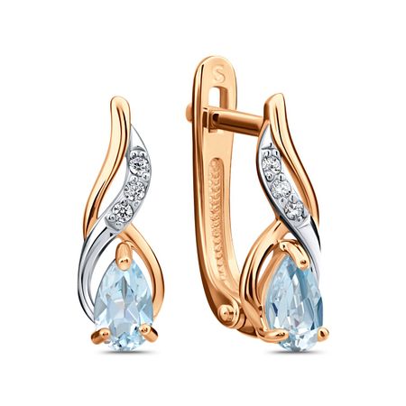 Золотые серьги с топазами и фианитами с родированием 29490₽