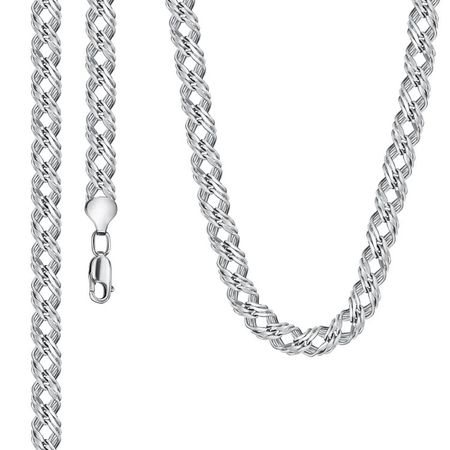 Серебряная пустотелая цепочка Тройной ромб с родированием 6180₽